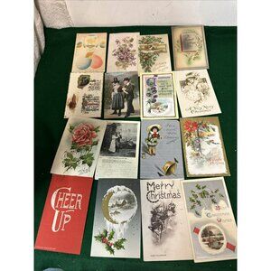 Antique Postcards with Memos with Postage Stamps 1909 to 1914 Lot of 16